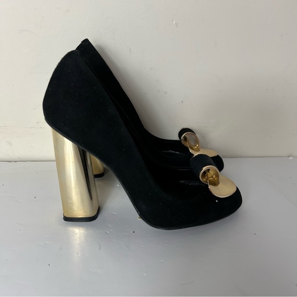 Aldo Women’s Black and Gold Women's Block Heels Size 6 NEW - Picture 3 of 12